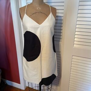 J CREW | black & white large circle print shift dress 0